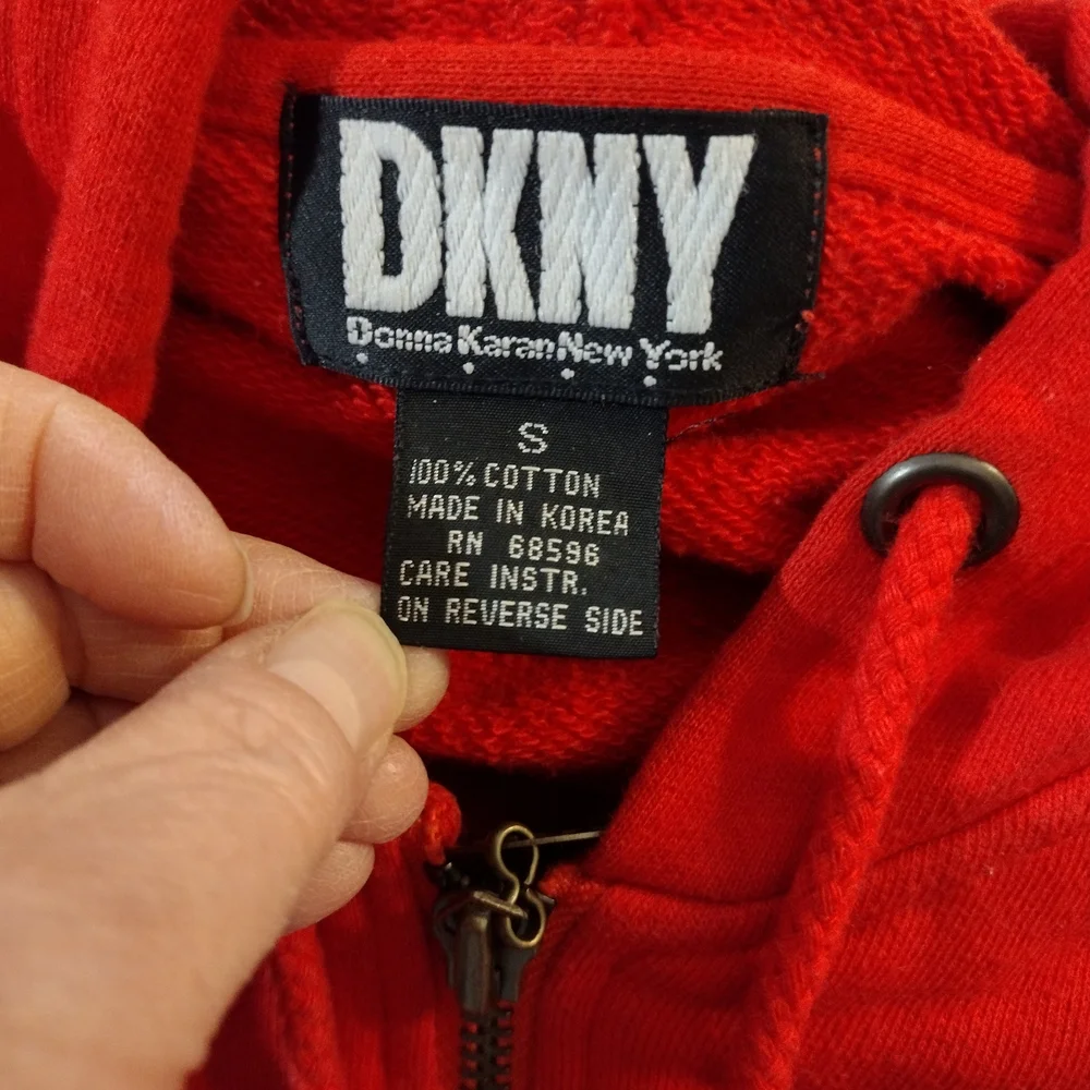 DKNY Red Fleece Sweater - Picture 3 of 8
